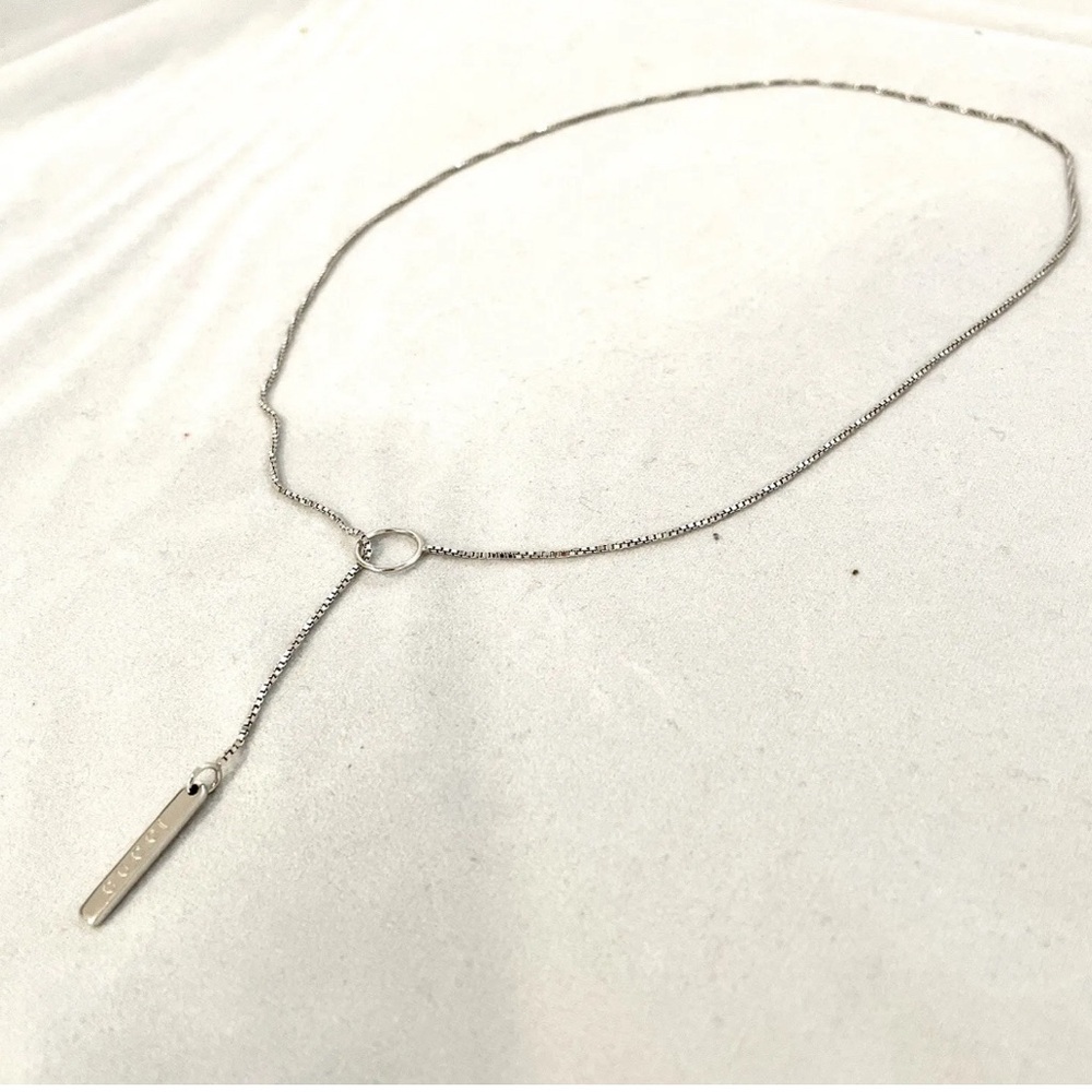 GUCCI Chain Necklace Lariat 52cm 18K 750 White Gold